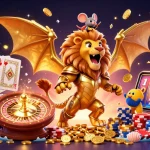 Engage with thrilling gaming action at hotel-lisbonne with golden coins and vibrant motifs.