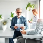 Executive health assessment Sydney conducted in a modern clinic showing professionals at work.
