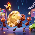 Engage with iwin club's exciting online casino experience featuring playful ants and vibrant slot elements.