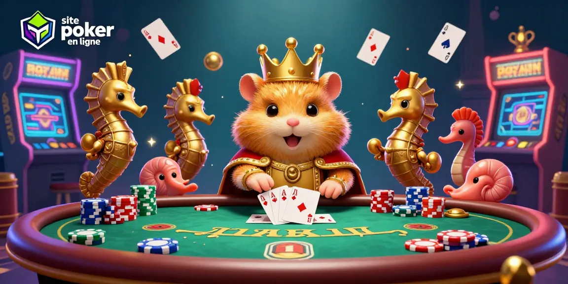 Découvrez le site poker en ligne avec le roi hamster au roi de poker et ses gardes, une salle vibrante de poker.