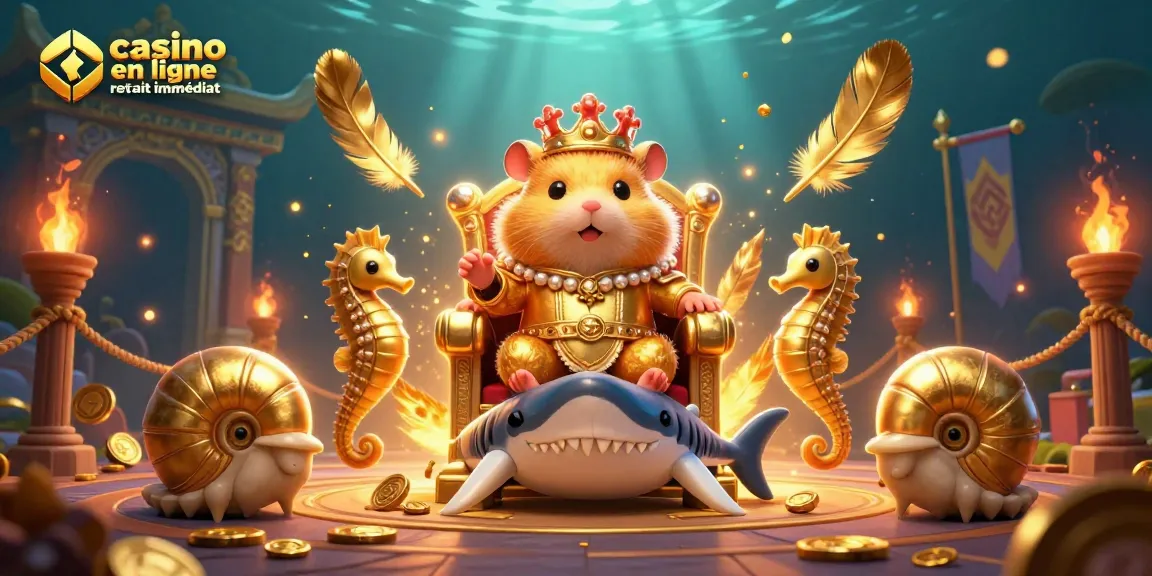 Le casino en ligne retrait immédiat avec un roi hamster doré et son équipe de gardes en scène dynamique