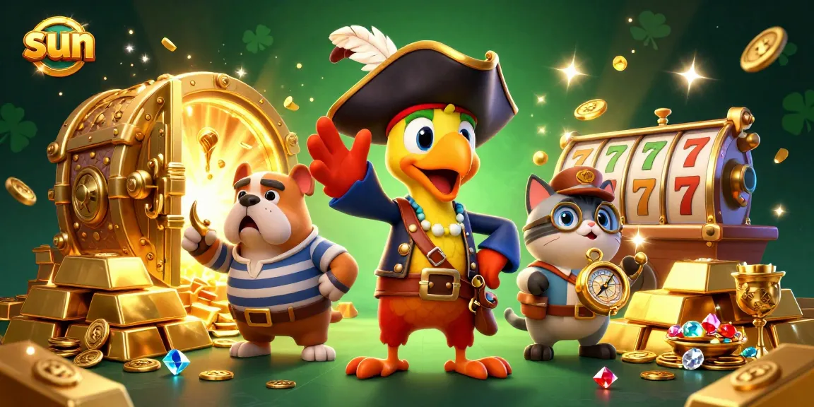 Experience sun-driven excitement at a vibrant casino with our 3D pirate scene filled with treasures.