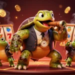 Jouez aux machines à sous dans un casino en ligne entouré de personnages animés.