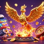 Experience mpo500 login with a vibrant casino atmosphere featuring a golden phoenix and slot games bursting with excitement.