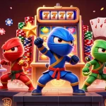 Experience thrilling action in ombak126 slot with ninja chameleons amidst vibrant slot elements.