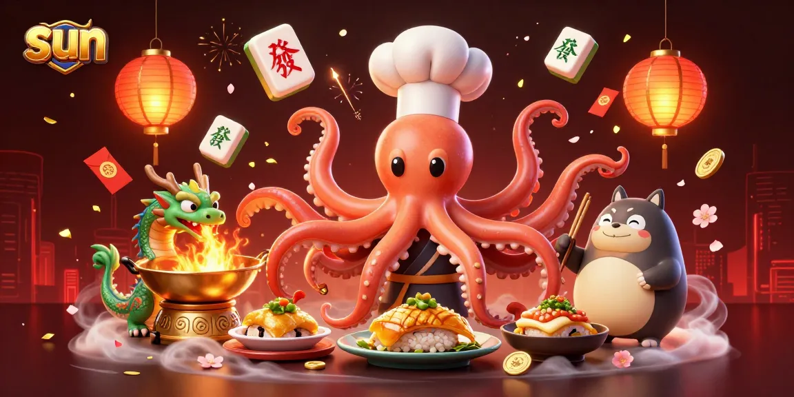 Experience thrilling wins at Sun with a dynamic scene featuring colorful casino characters.