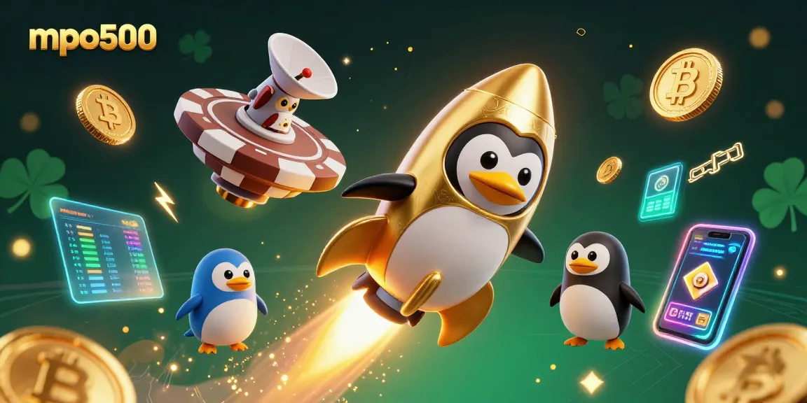 Experience the cosmic adventure as the mpo500 penguin navigates through the galaxy of online casino treasures.