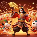 Lolajack Casino FR: Experience vibrant slot games with an exciting kabuki warrior theme, featuring rich visuals and festive elements.