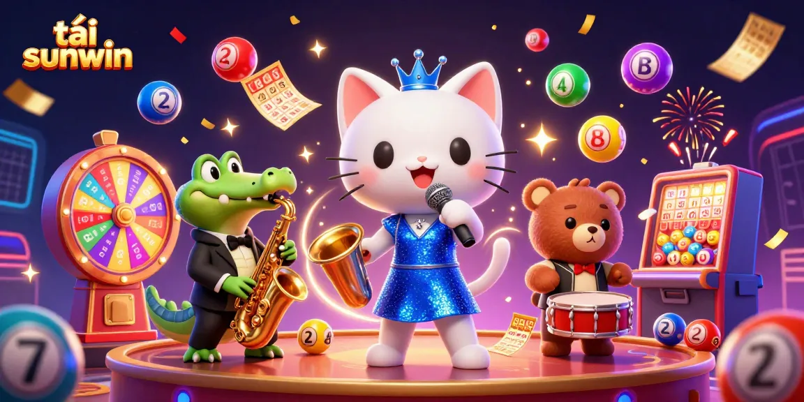 Play and explore exciting games with tải sunwin, featuring a vibrant casino scene with fun characters.
