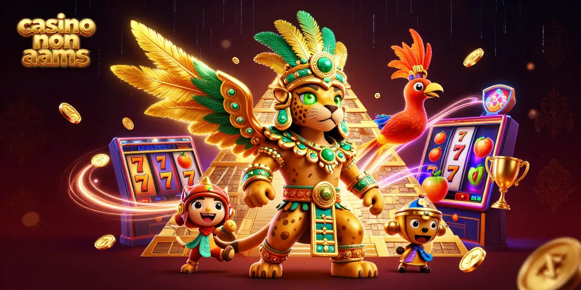 Celebra i migliori bonus in un casino non AAMS con dettagli e simboli delle slot in un'illustrazione vivace