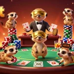 Experience the excitement of Shbet with meerkats managing a vibrant casino layout.