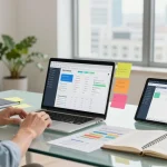Creating quality and authority blogs in a modern digital marketing workspace.