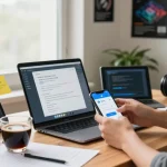 Configuring telegramin-cn.com across multiple devices in a modern office.