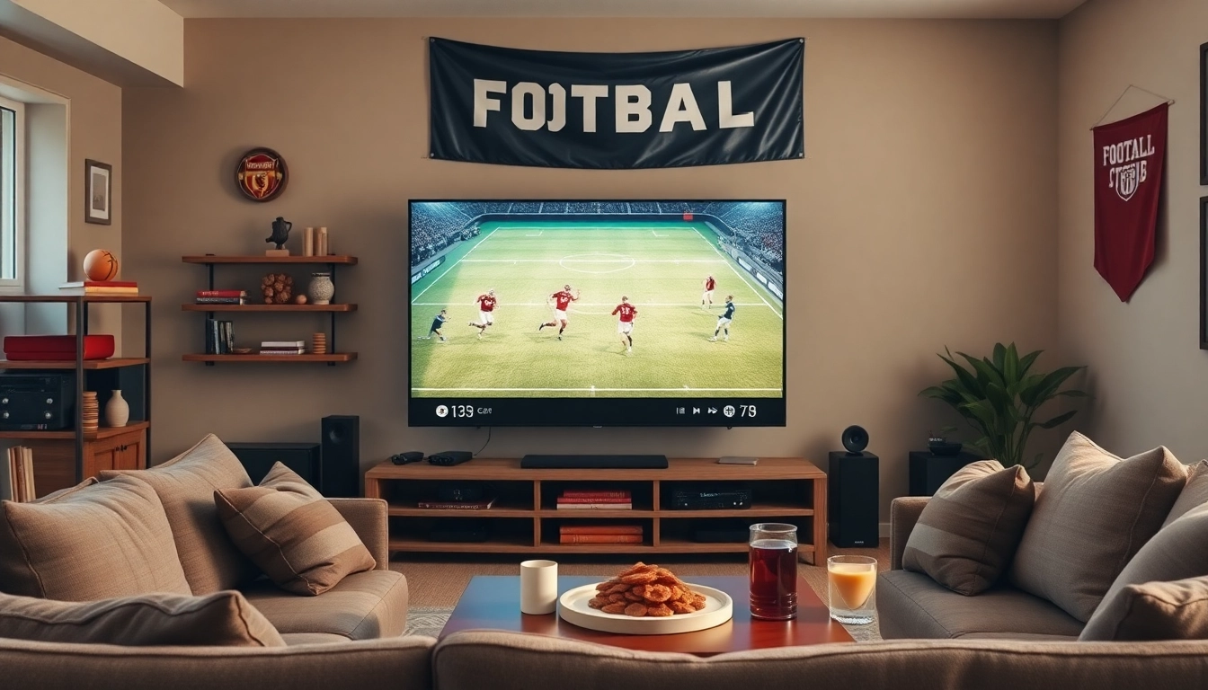Menikmati bolakami saat nonton pertandingan live di ruang tamu yang nyaman.