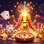 Engage with mesmerizing Raja Game visuals through a triumphant erupting volcano with treasures.