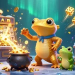 Plongez dans le monde du casino en ligne avec cette illustration de personnages ludiques et de machines à sous.