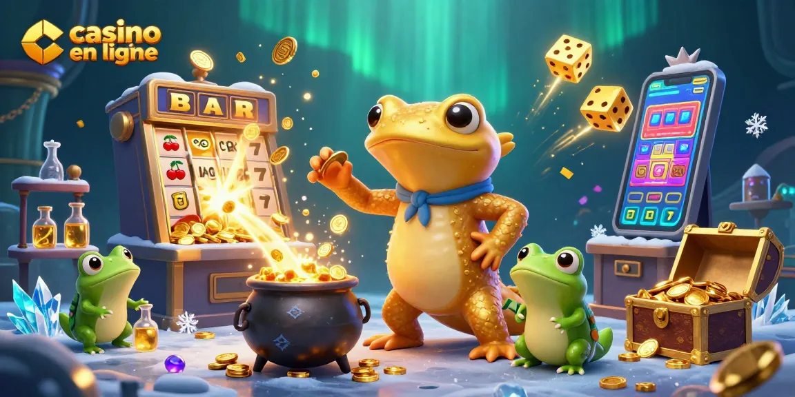 Plongez dans le monde du casino en ligne avec cette illustration de personnages ludiques et de machines à sous.