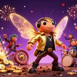 Cika4d showcases a lively 3D scene with a cicada rock star and gaming elements, celebrating online slots.
