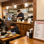 Discover Sangbong-dong Korean café ambiance featuring password entry details and promotional discounts.
