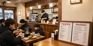 Discover Sangbong-dong Korean café ambiance featuring password entry details and promotional discounts.