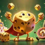 Cổng game bài đổi thưởng Sunwin highlights a golden dice golem and jackpot symbols in a vibrant gaming scene.