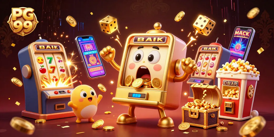 Spin jackpots with PG 99's animated slot machines, coins flying and excitement radiating in 3D.