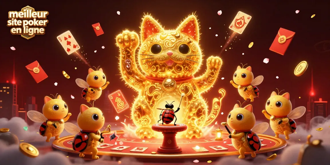Découvrez les émotions du meilleur site de poker en ligne avec des personnages animés entourés de symboles de jeu.