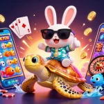 Mise en avant du meilleur logiciel espion dans une scène de casino dynamique avec un lapin chanceux.
