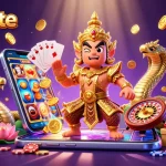 Engage with exciting games at go88elite, featuring a friendly yaksha guardian amidst vibrant casino elements.