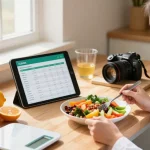 Optimized meal prep scene using the best calorie tracker with fresh ingredients and nutrition advice