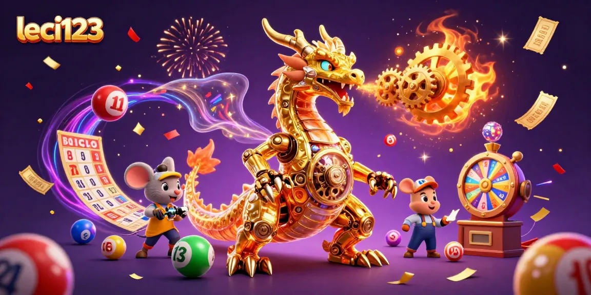Engage with leci123's exciting lottery features featuring dynamic lottery balls and a golden dragon.