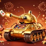Jouer au casino en ligne avec un tank à scarabée doré révélant un mini-casino à l'intérieur.