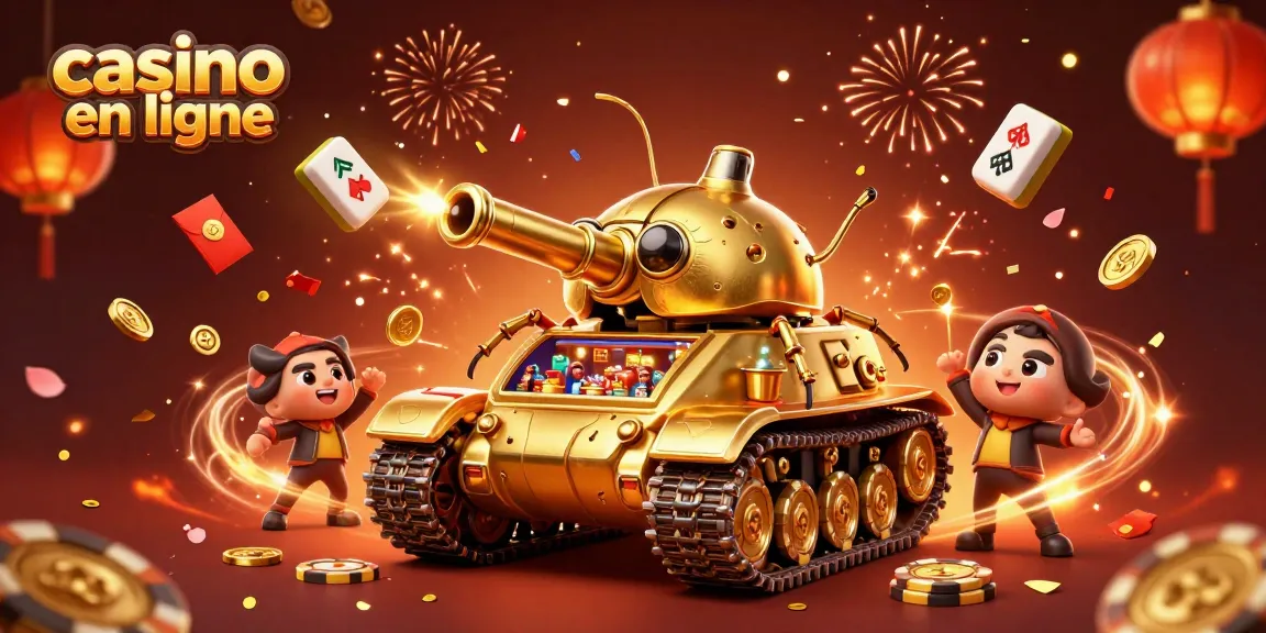 Jouer au casino en ligne avec un tank à scarabée doré révélant un mini-casino à l'intérieur.