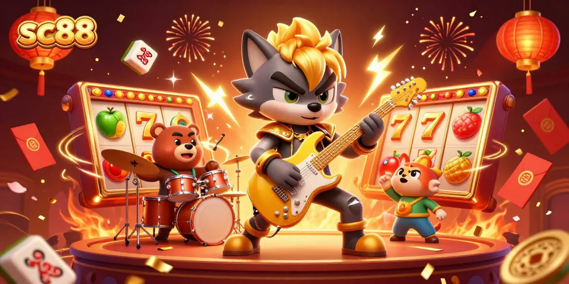Experience thrilling slot action on sc88 with a vibrant casino scene featuring dynamic characters.