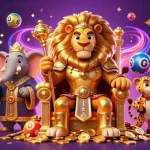Experience vibrant luck and excitement at tg88 with colorful lottery elements and a majestic lion king.