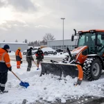 Professioneller Winterdienst Firma Dortmund räumt Schnee von Parkplatz