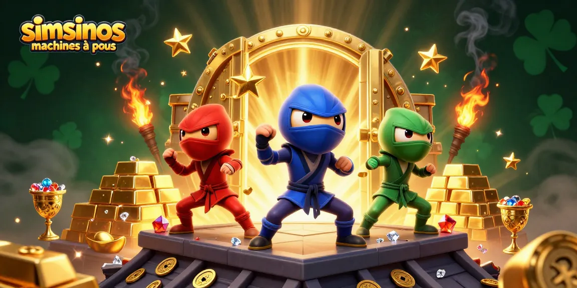 Jouer sur les machines à sous Simsinos avec une équipe de caméléons ninjas et des trésors scintillants.