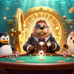 Plongez dans l'univers des jeux avec ce "casino en ligne retrait immédiat" illustrant des personnages animés autour d'une table de poker.