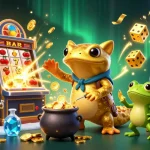 Experience the excitement of MM99 BOND with a golden salamander alchemist and vibrant casino elements.