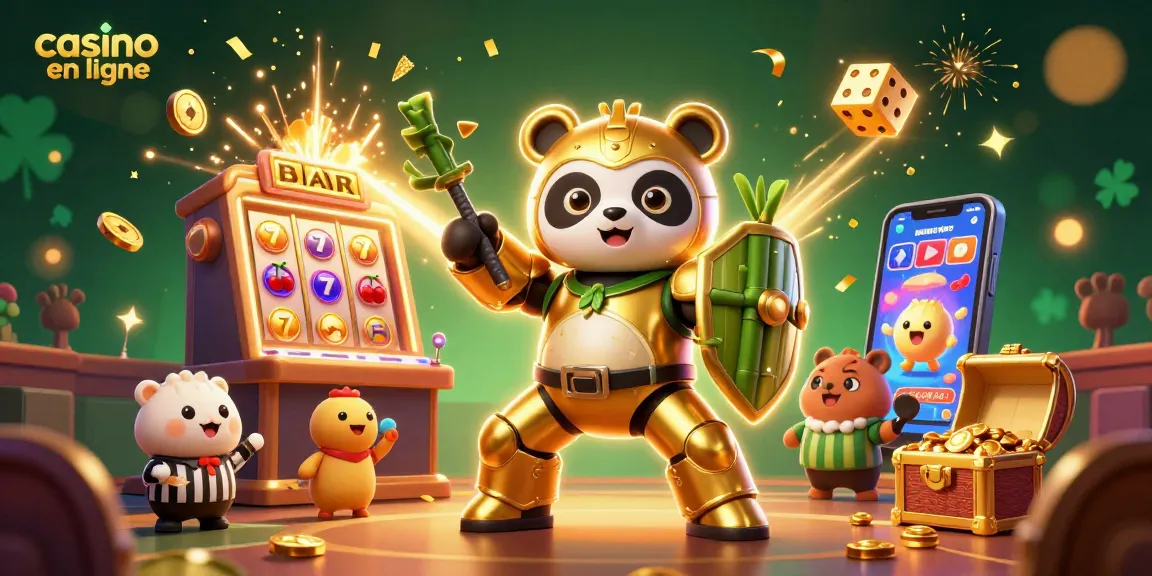 Des jeux captivants de casino en ligne illustrés avec une ambiance festive et dynamique.