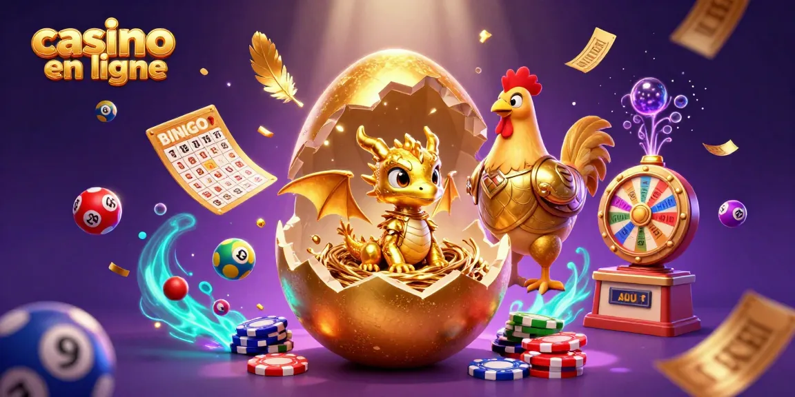 Un dragon en or cristallisé entouré de jetons de poker, symboles de casino en ligne.