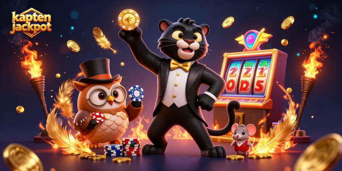 Experience thrilling gameplay at kaptenjackpot with a stylish panther dealing slot reels amidst golden tokens.