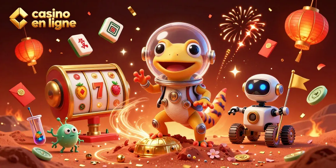 Jouez au casino en ligne avec notre illustration captivante de machines à sous et d'aliens.