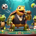 Visualiser des jeux de casino en ligne avec des personnages animés, des jeux de cartes et une ambiance lumineuse.