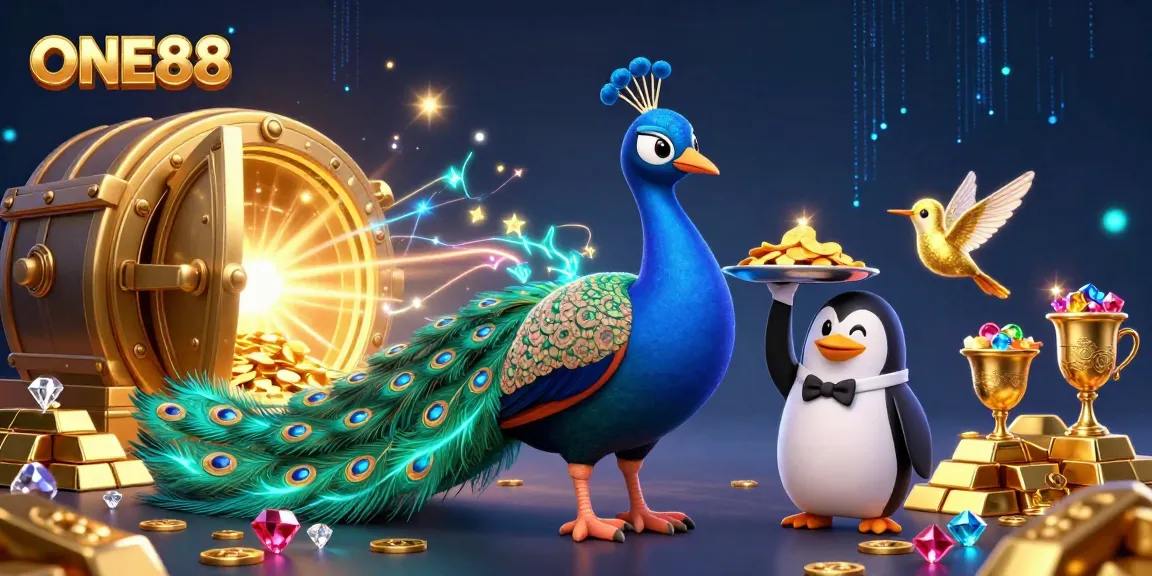 Experience the vibrant excitement of ONE88 with dazzling casino elements and stunning characters.