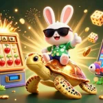 Gagnez des jackpots avec un casino en ligne grâce à un lapin chanceux et une tortue en or.