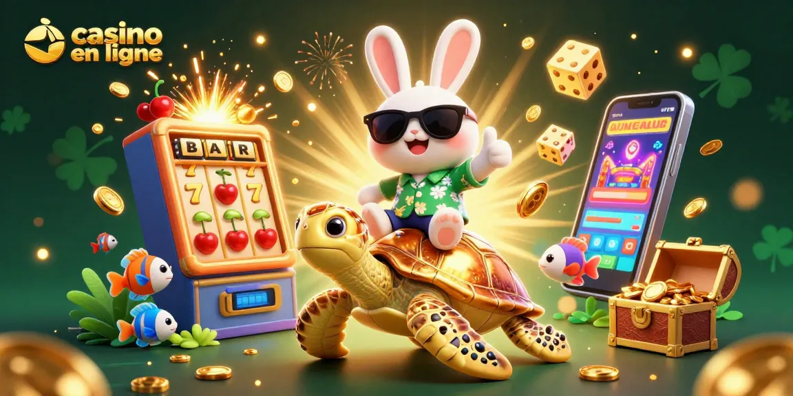 Gagnez des jackpots avec un casino en ligne grâce à un lapin chanceux et une tortue en or.