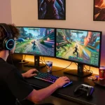 Experience engaging gameplay with mantra88 at a vibrant gaming setup.