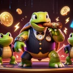 MPO08 games illuminated by dynamic casino elements, featuring a turtle mobster and bullfrog enforcers.