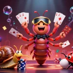 Visuel dynamique avec des machines à sous Smash Casino et des personnages colorés engagés dans le jeu.
